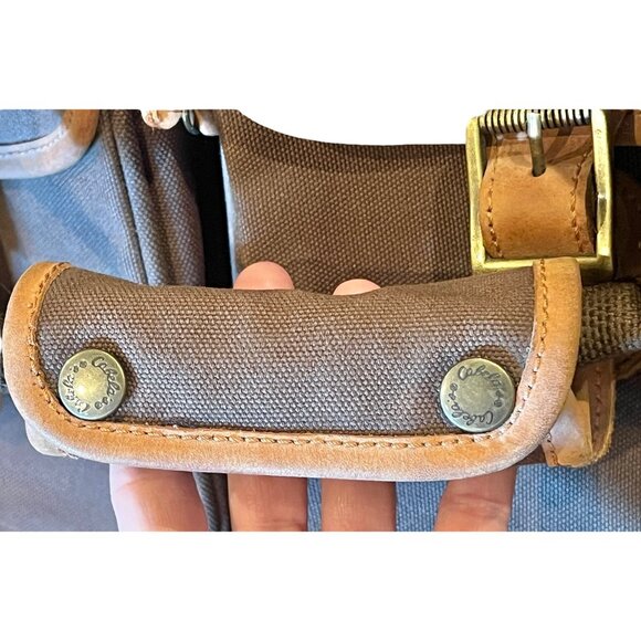 Cabelas Brown Canvas & Leather Travel Bag With Dual Pockets Collapsible bottom - Picture 9 of 16
